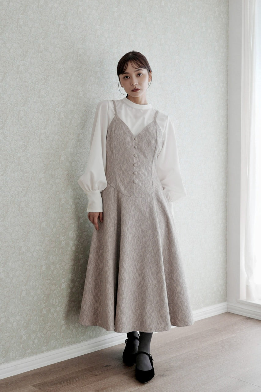basque waist jacquard camisole dress【予約商品】