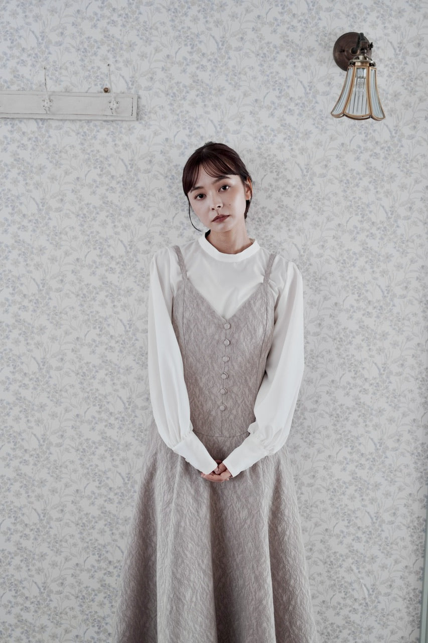 basque waist jacquard camisole dress【予約商品】