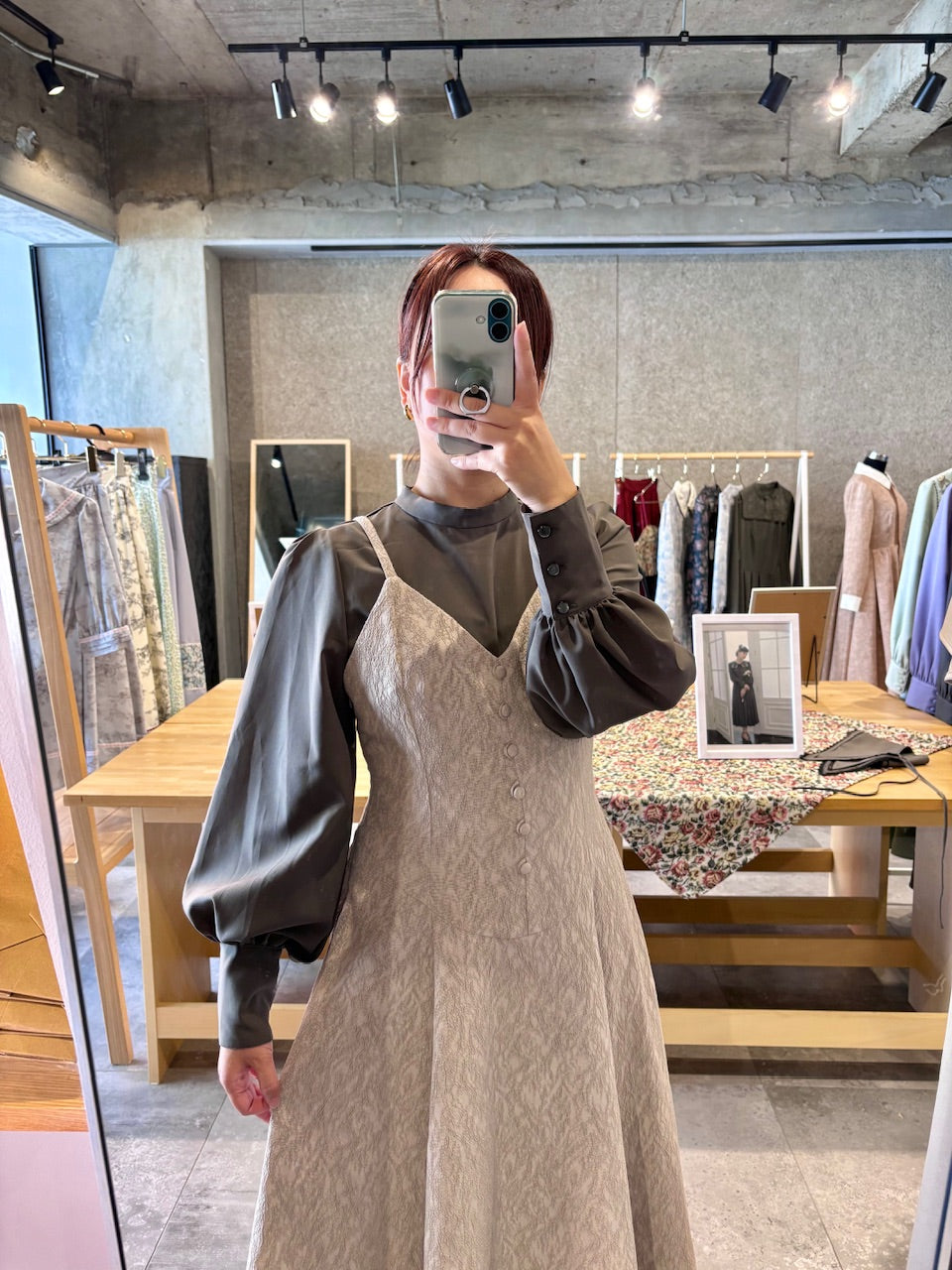 basque waist jacquard camisole dress