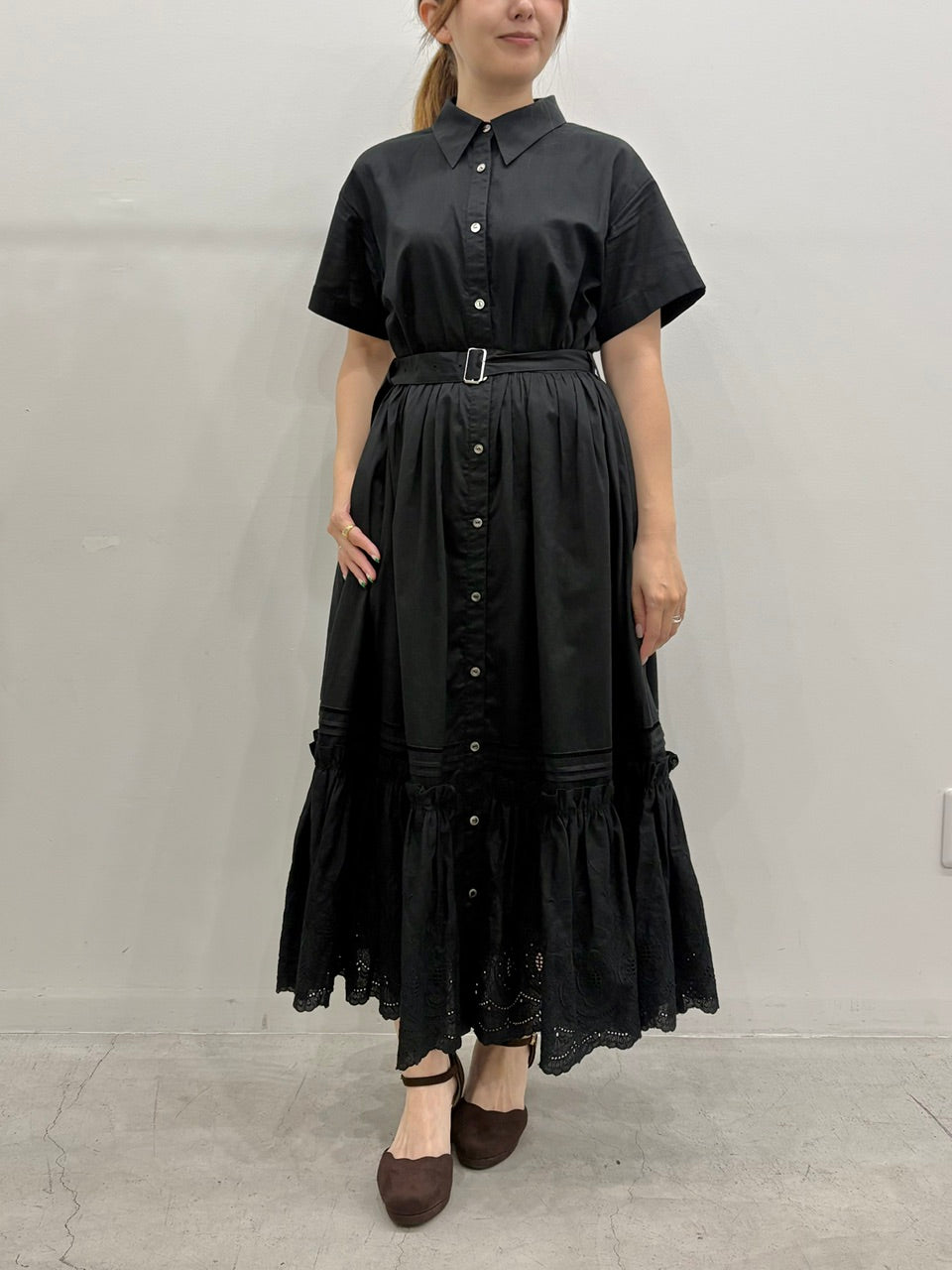 【B品】Giselle embroidery dress / black
