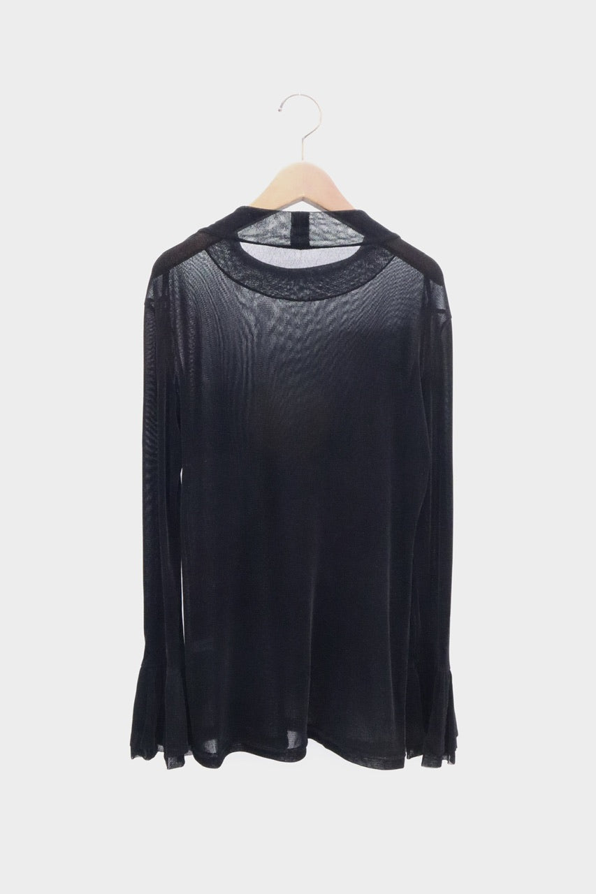 flocky tulle mock neck top