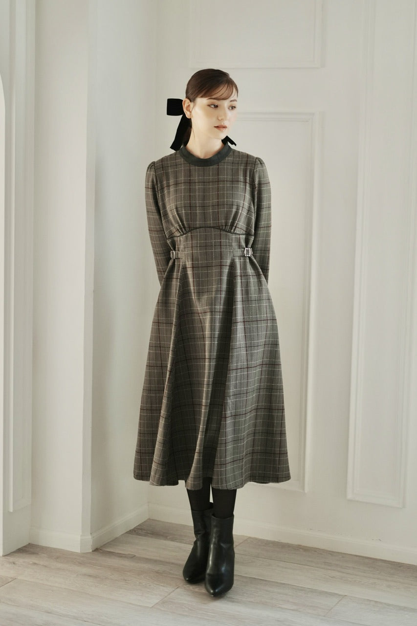 waist belt check dress