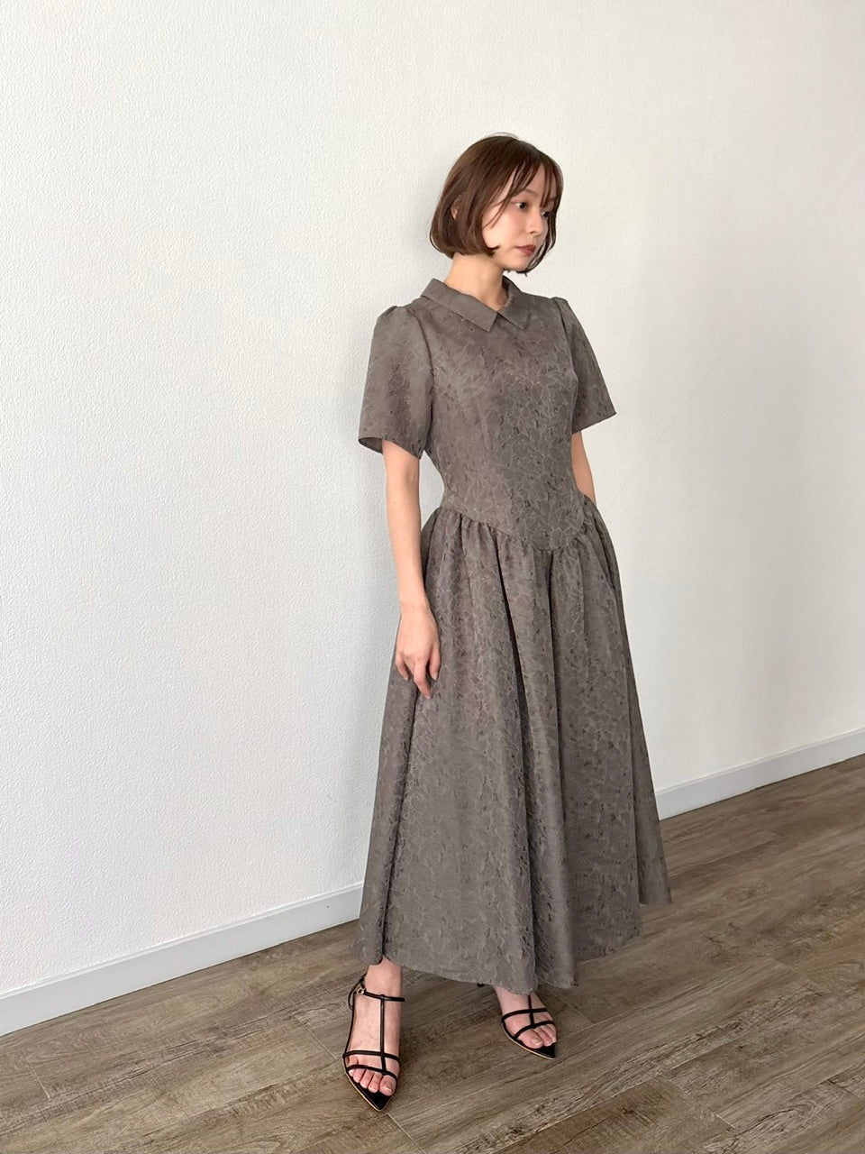 Annabelle dress〈flower〉 / brown