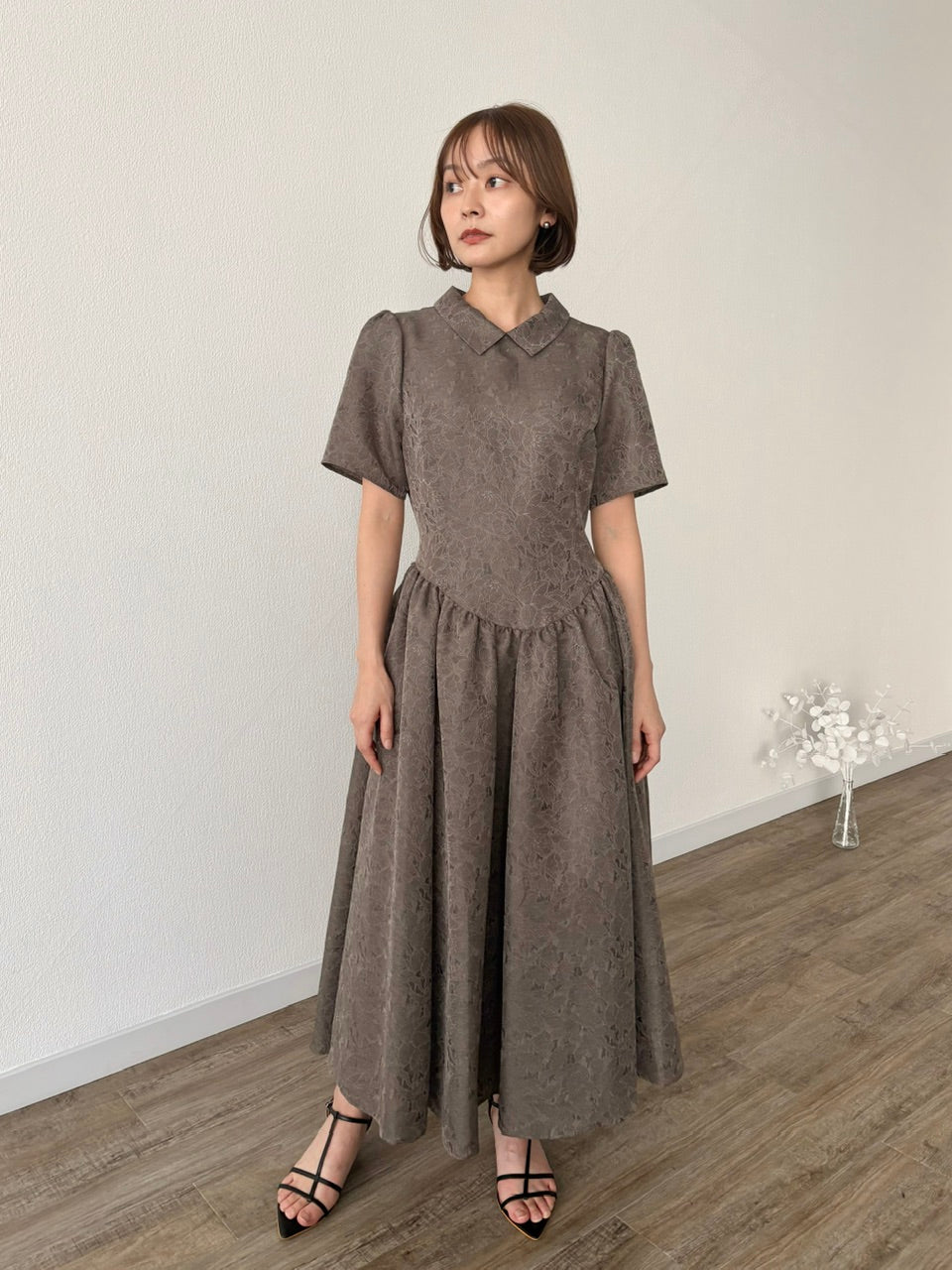 Annabelle dress〈flower〉 / brown