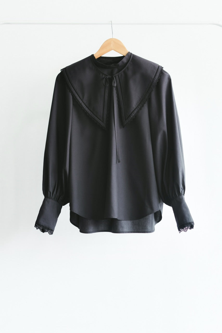 falling collar high neck blouse