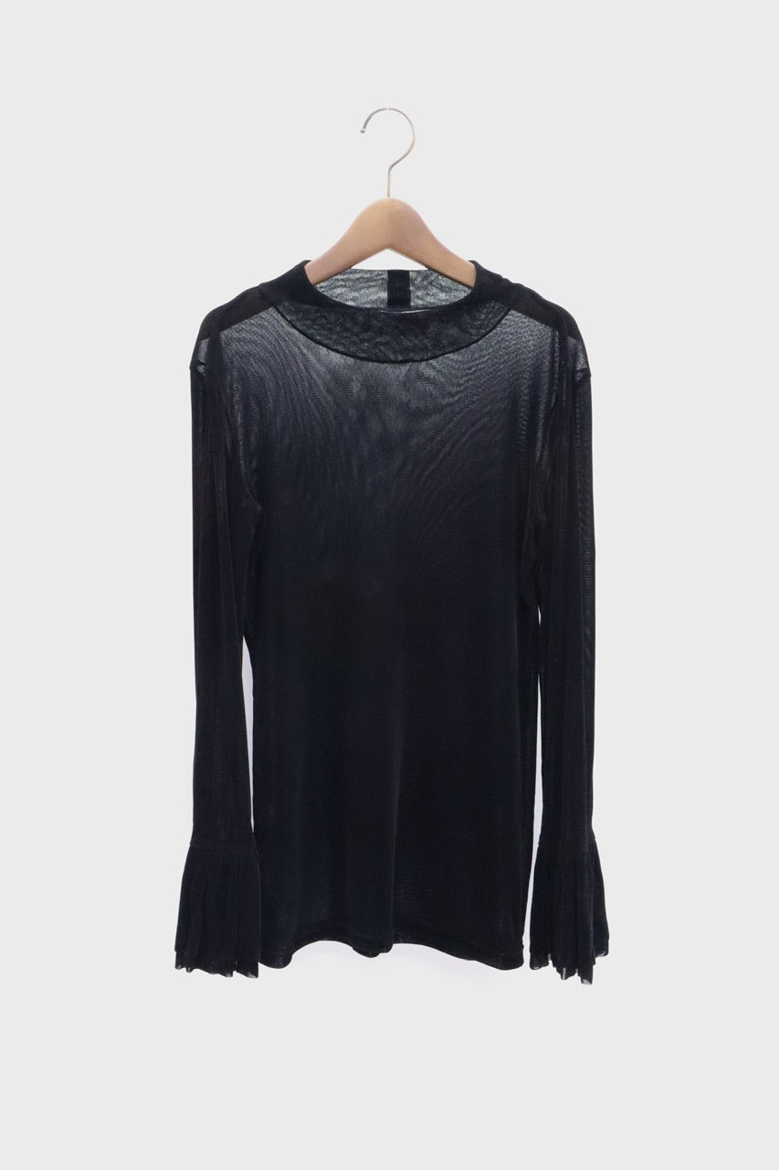 flocky tulle mock neck top