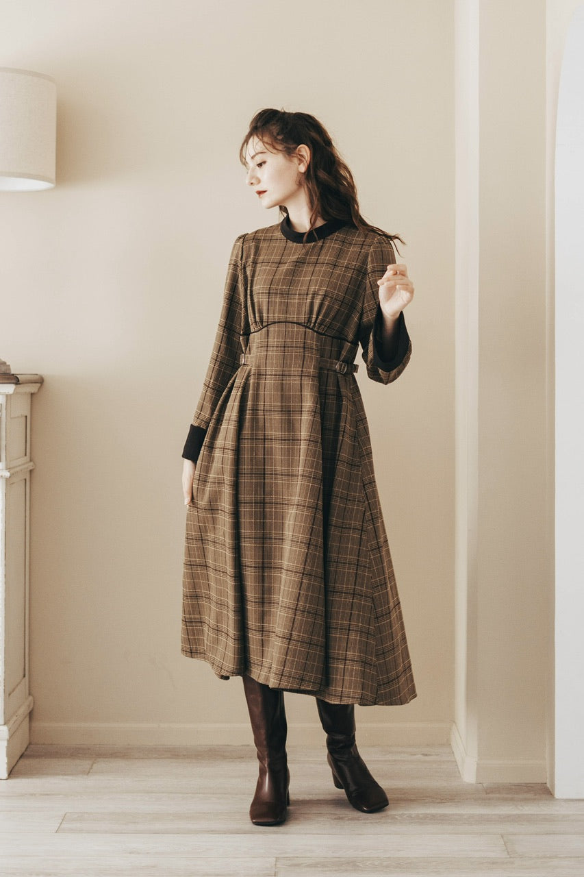 waist belt check dress