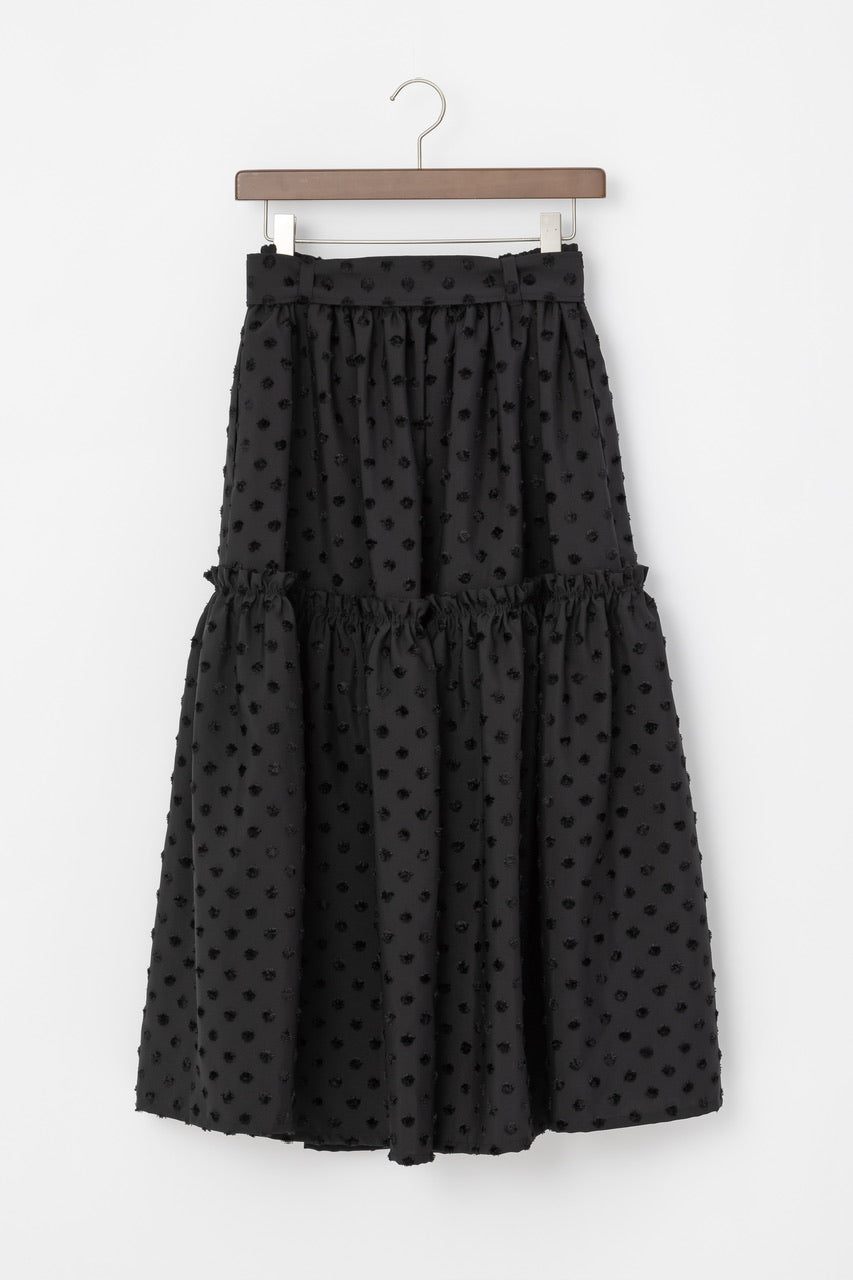 〈 Fleur 〉 gather tiered skirt / black