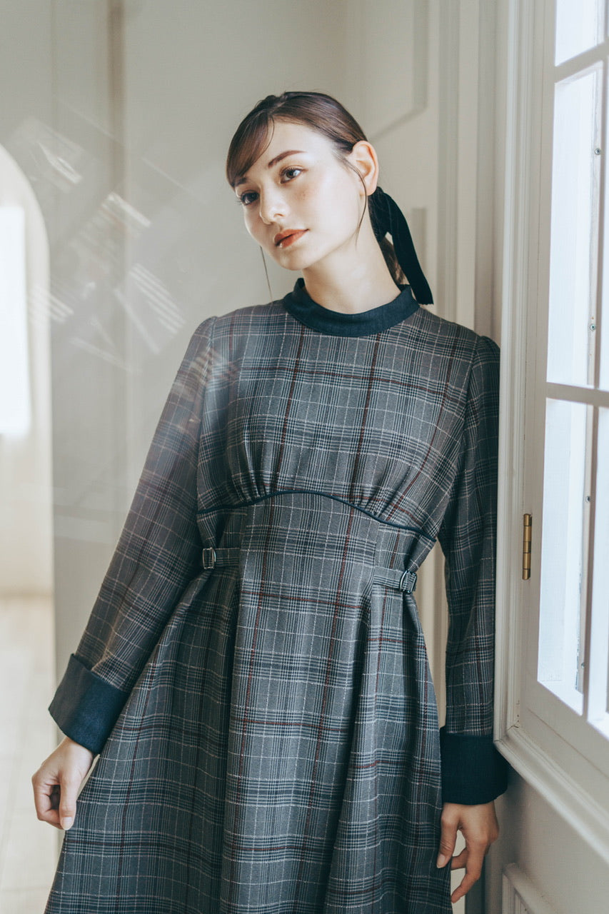 waist belt check dress