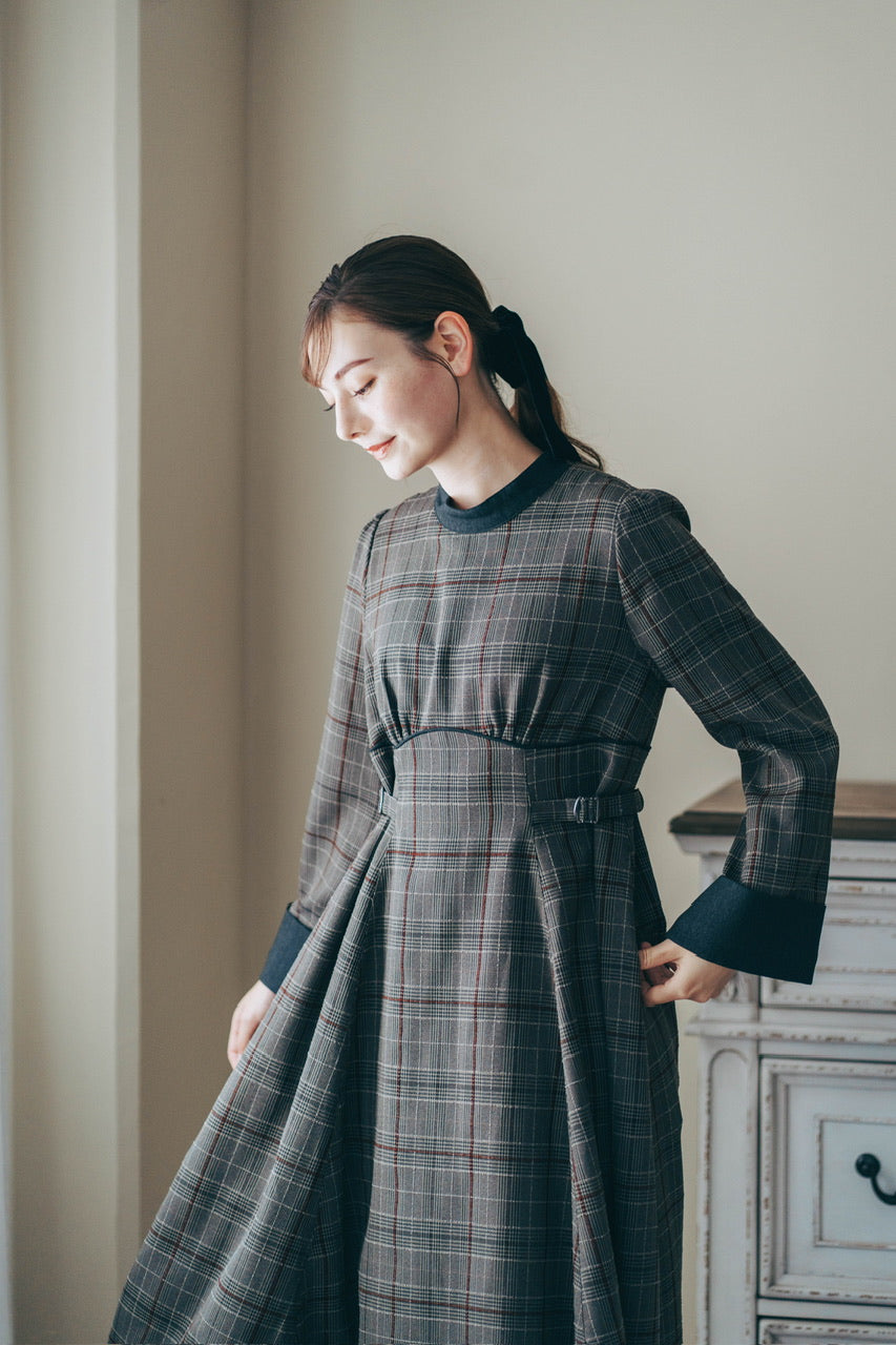 waist belt check dress