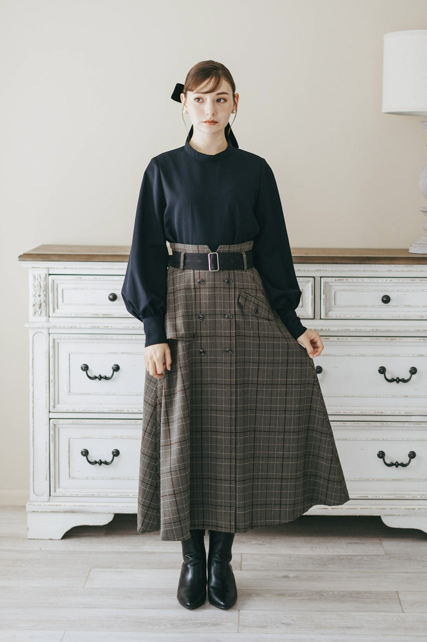 trench flare skirt / gray