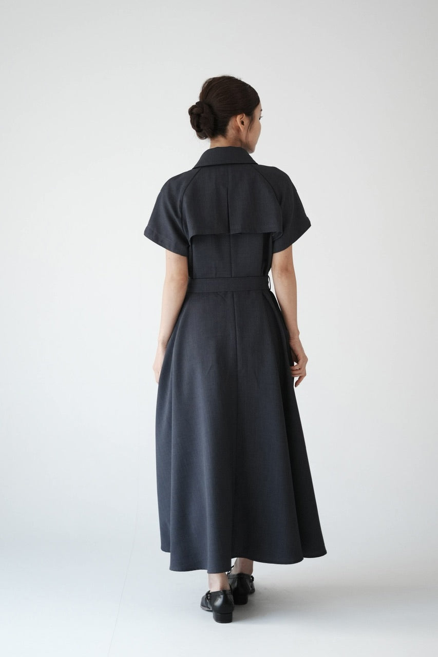 Trench flare dress / charcoal