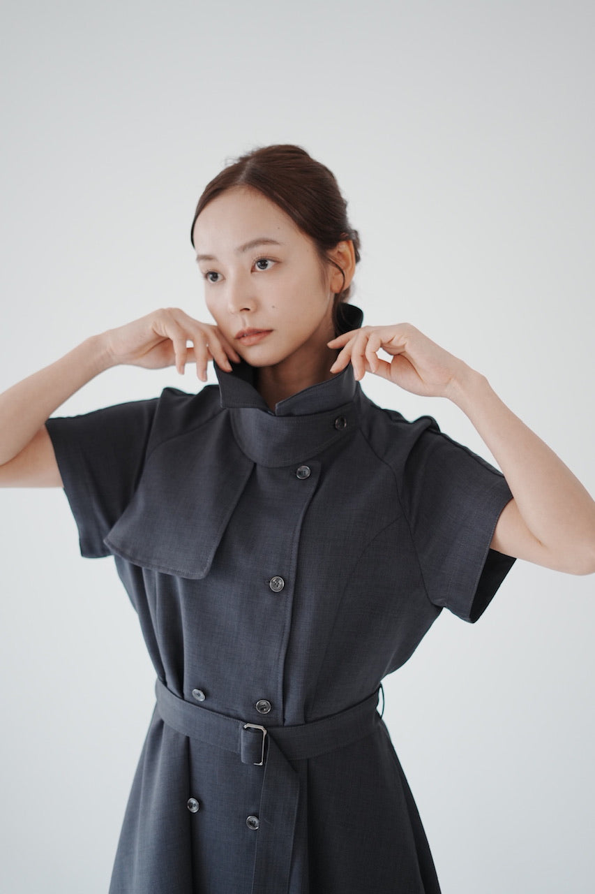 Trench flare dress / charcoal