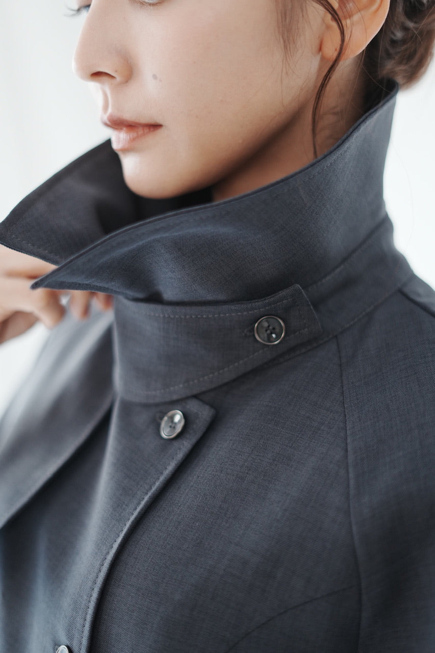 Trench flare dress / charcoal