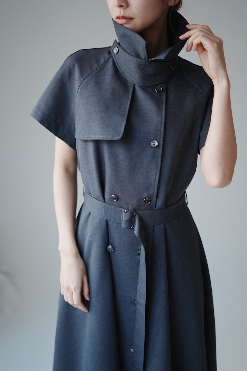 Trench flare dress / charcoal