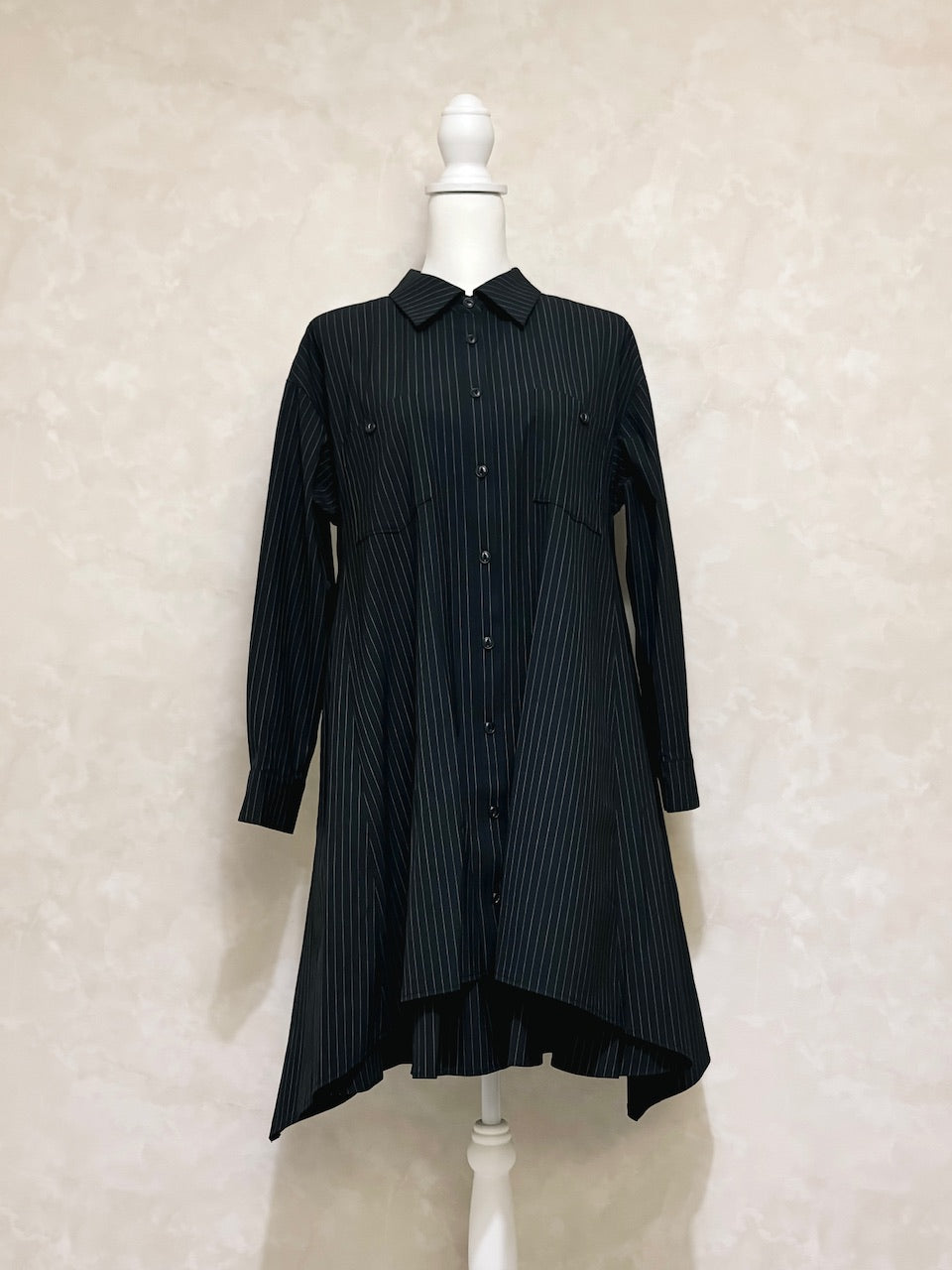 layered shirt tunic dress / stripe