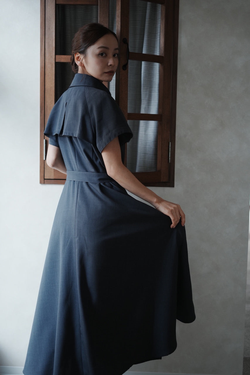 Trench flare dress / charcoal
