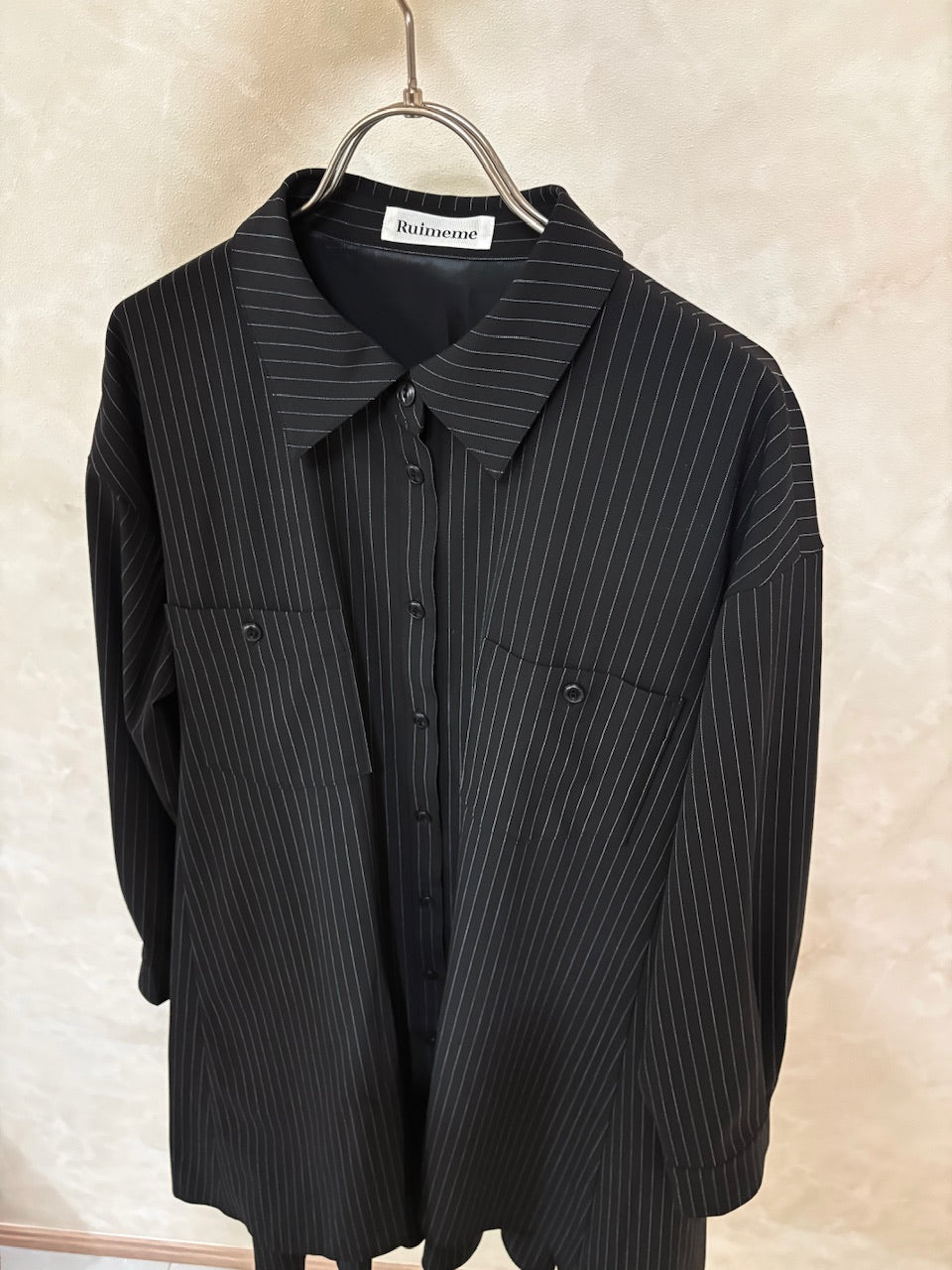 layered shirt tunic dress / stripe