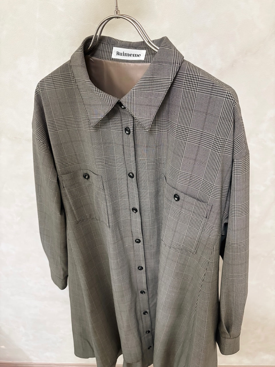 layered shirt tunic dress / check