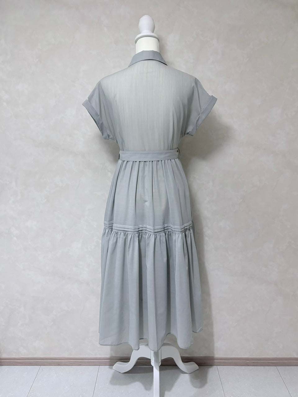 pintuck shirt dress / mist green