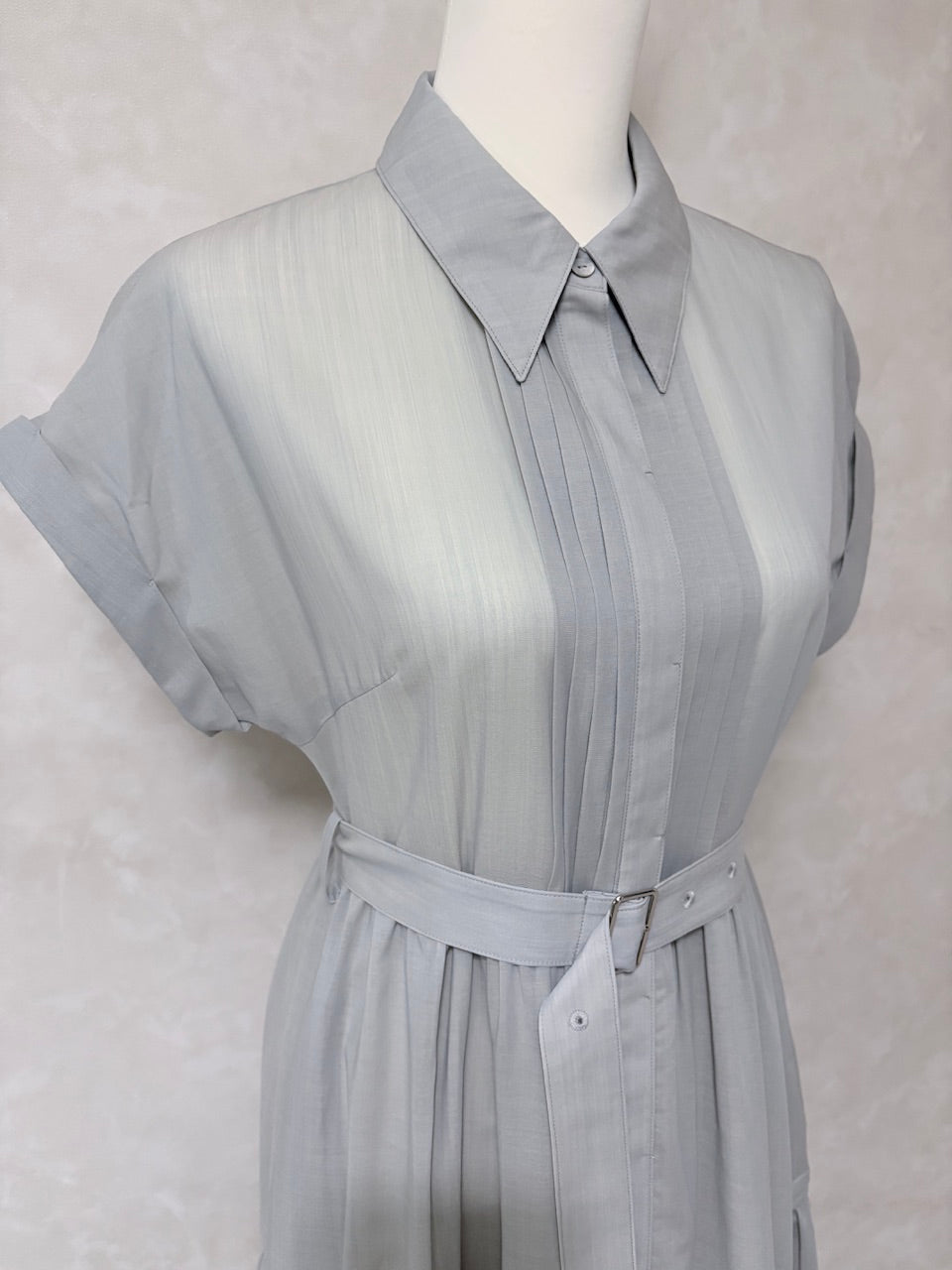 pintuck shirt dress / mist green
