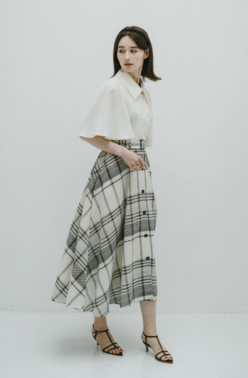 block tile check circular skirt