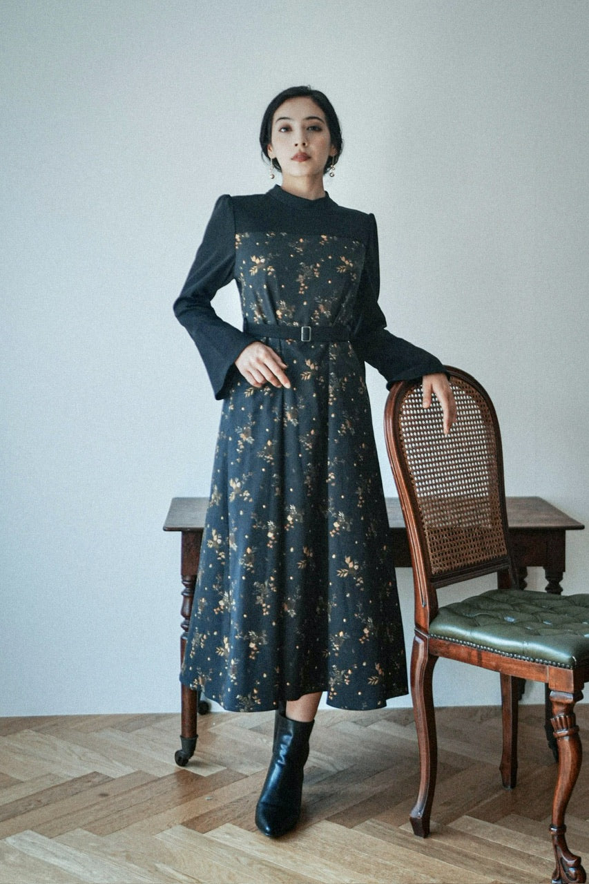 "Antique Flower" high neck dress