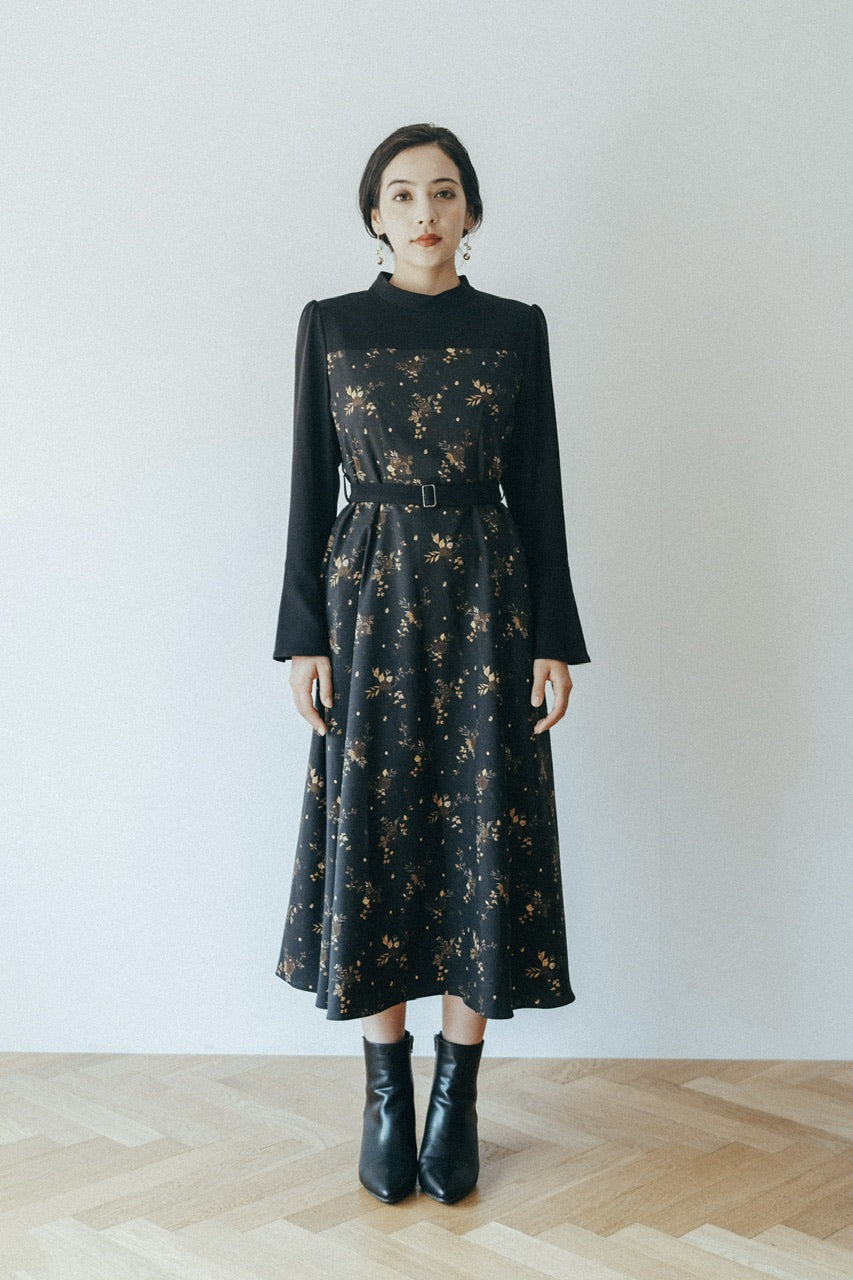 "Antique Flower" high neck dress