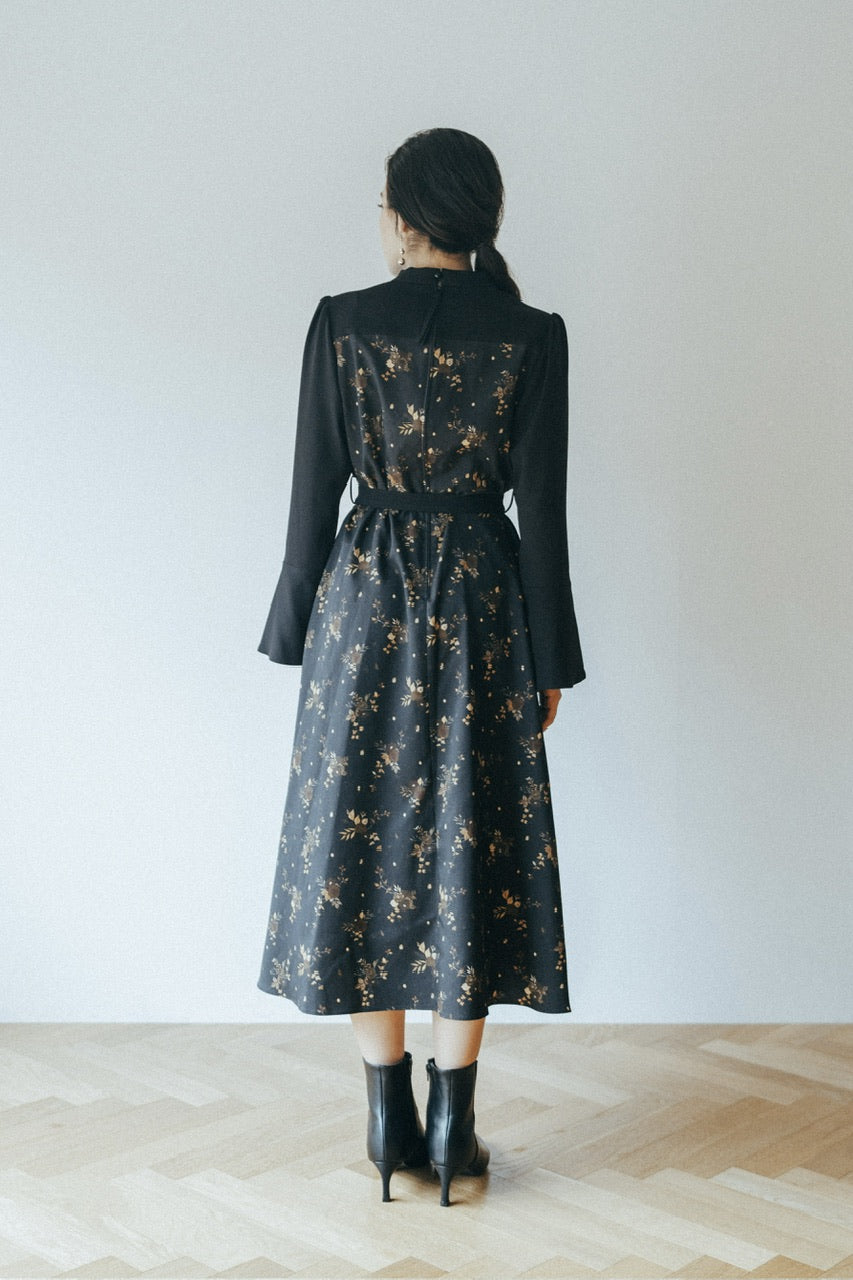 "Antique Flower" high neck dress