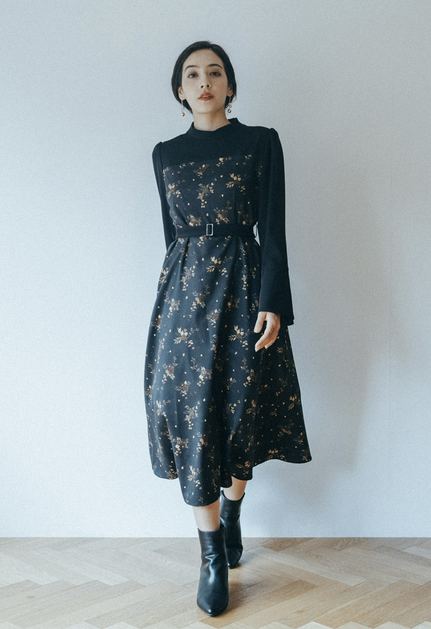 "Antique Flower" high neck dress