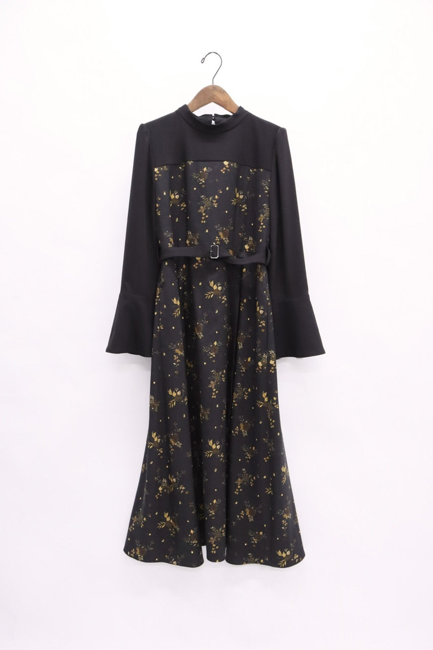 "Antique Flower" high neck dress