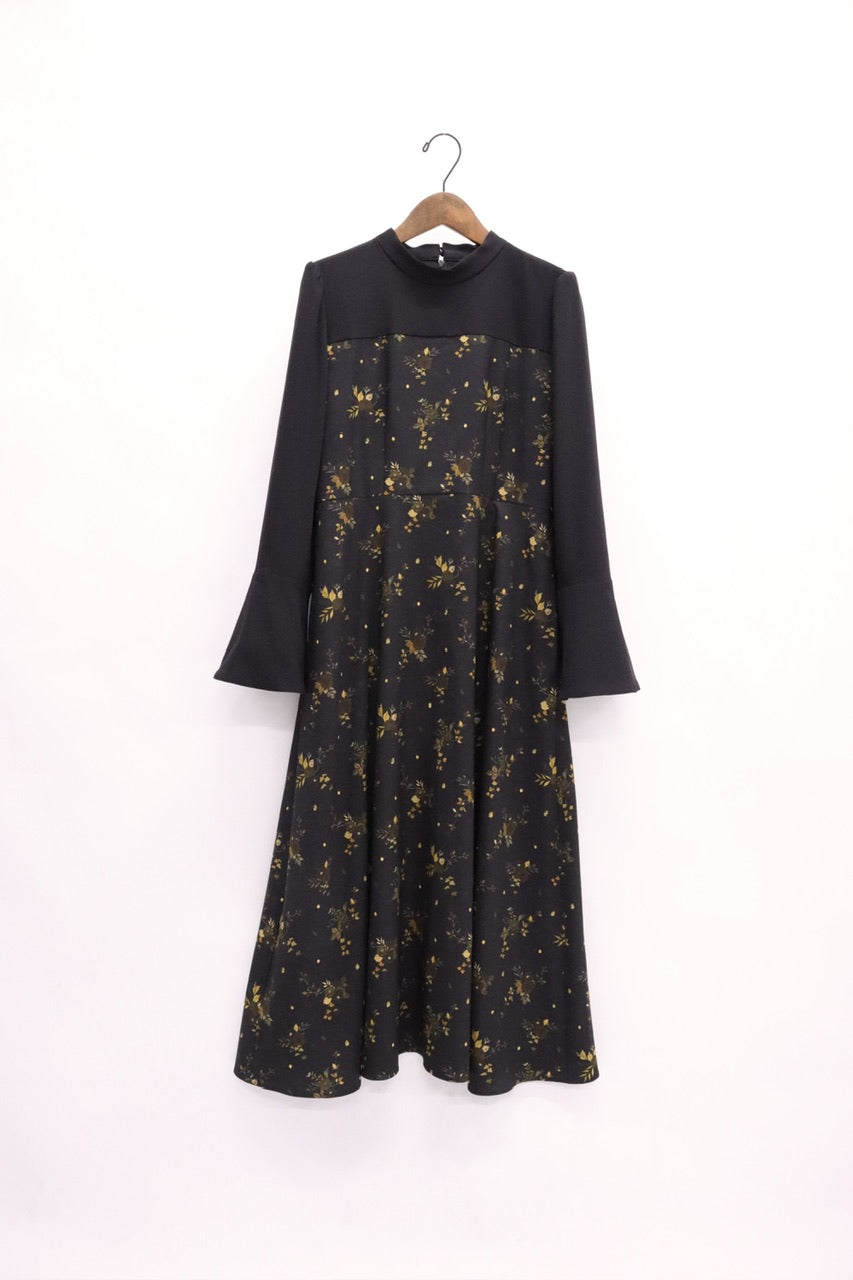 "Antique Flower" high neck dress