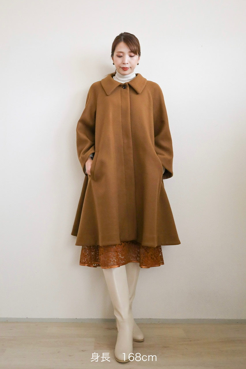 melton poncho coat / russet brown