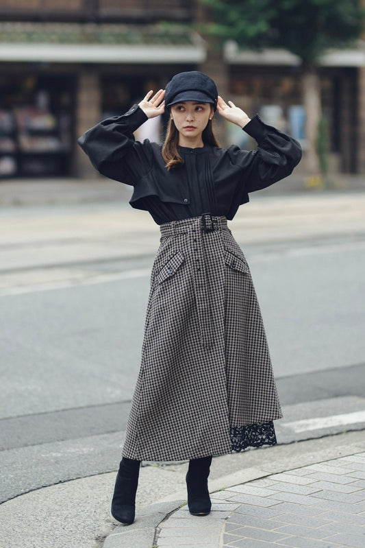 houndstooth asymmetry skirt