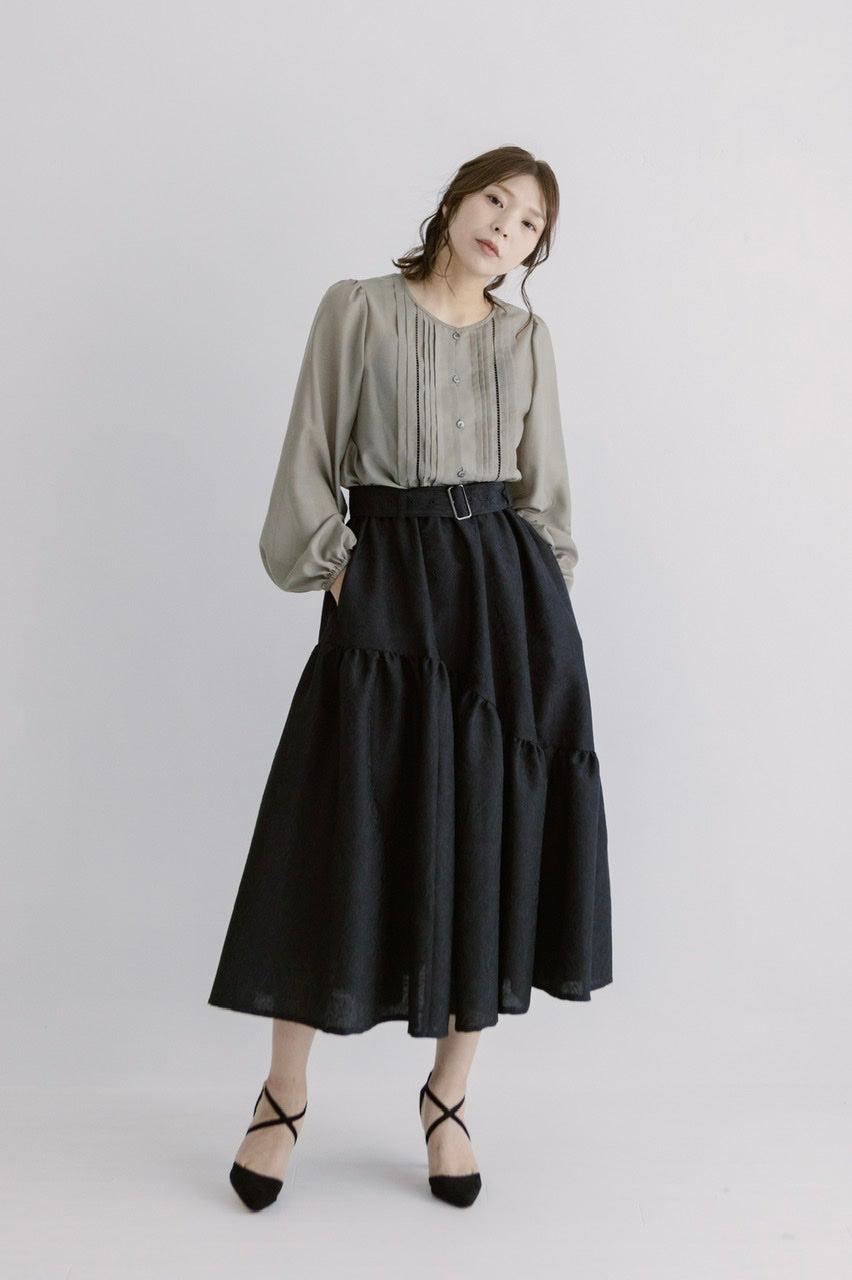 31350円〈Mila〉asymmetry gathered skirt スカート