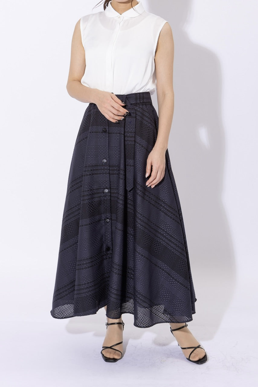 block tile check circular skirt