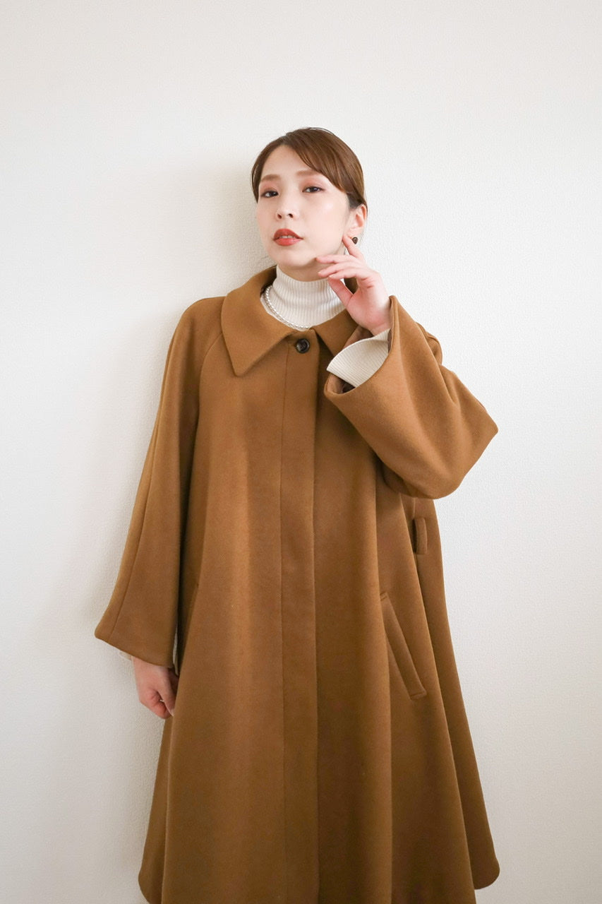 melton poncho coat / russet brown