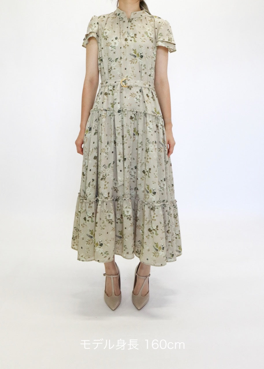 〈Agathe〉tiered dress/flower