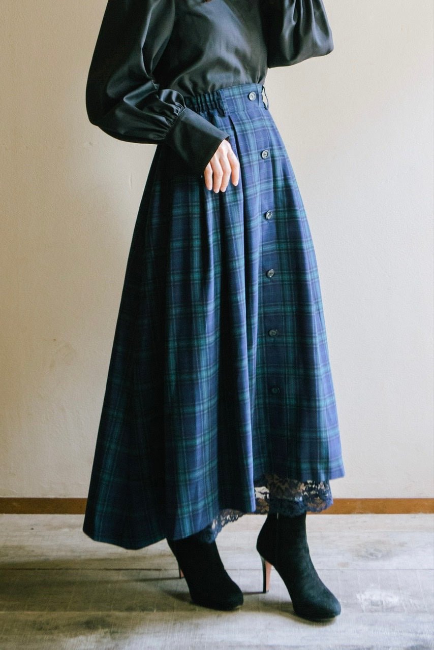 Armelle tuck skirt / navy check
