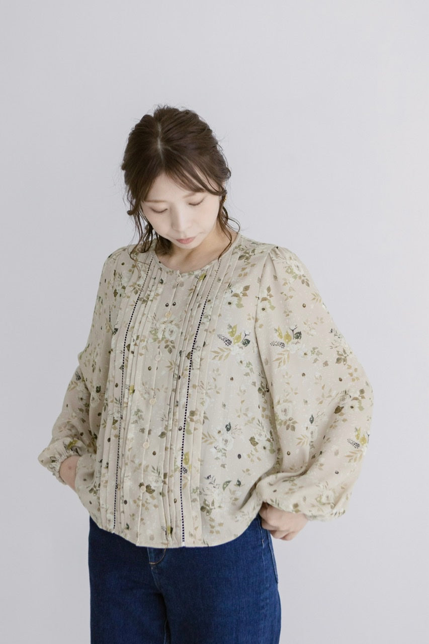 front tuck blouse / flower